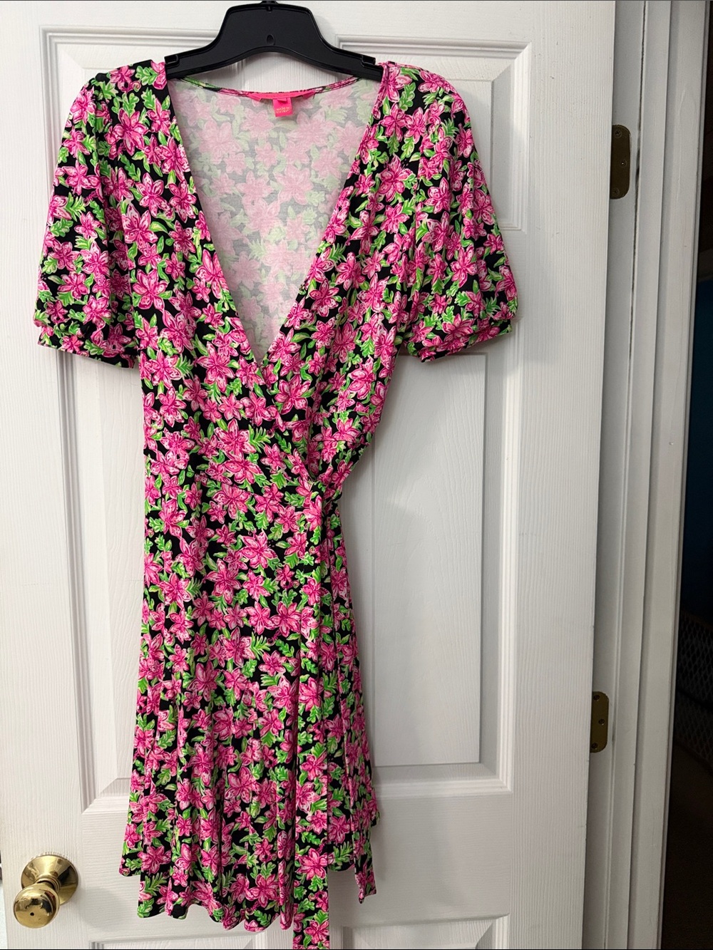 Lilly Pulitzer Pink and Green Floral Wrap Dress